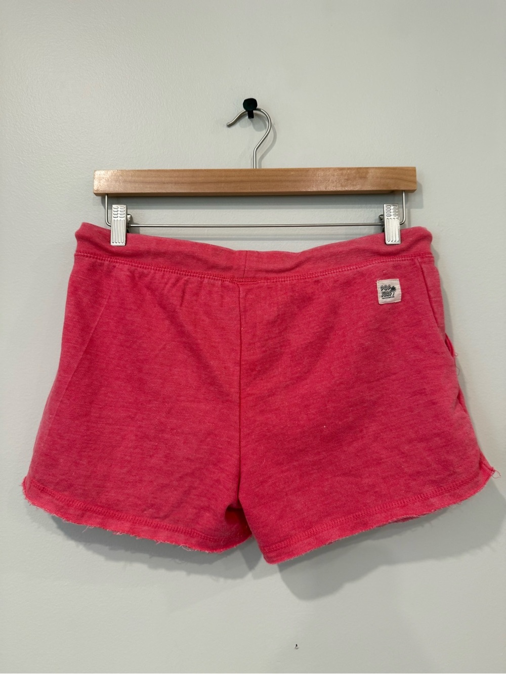 Dollywood Hot Pink Terry Drawstring Athletic Sweat Shorts Retro - Picture 4 of 8
